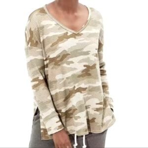 AEO Oversized Camo Thermal Long Sleeve Top